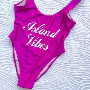 Private Party Island Vibes New Font One Piece High Cut Bathing Suit in Madagasca